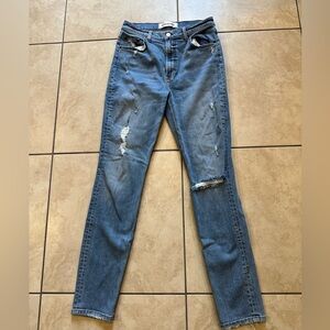 Reformation Blue Slim Fit Distressed Jeans
